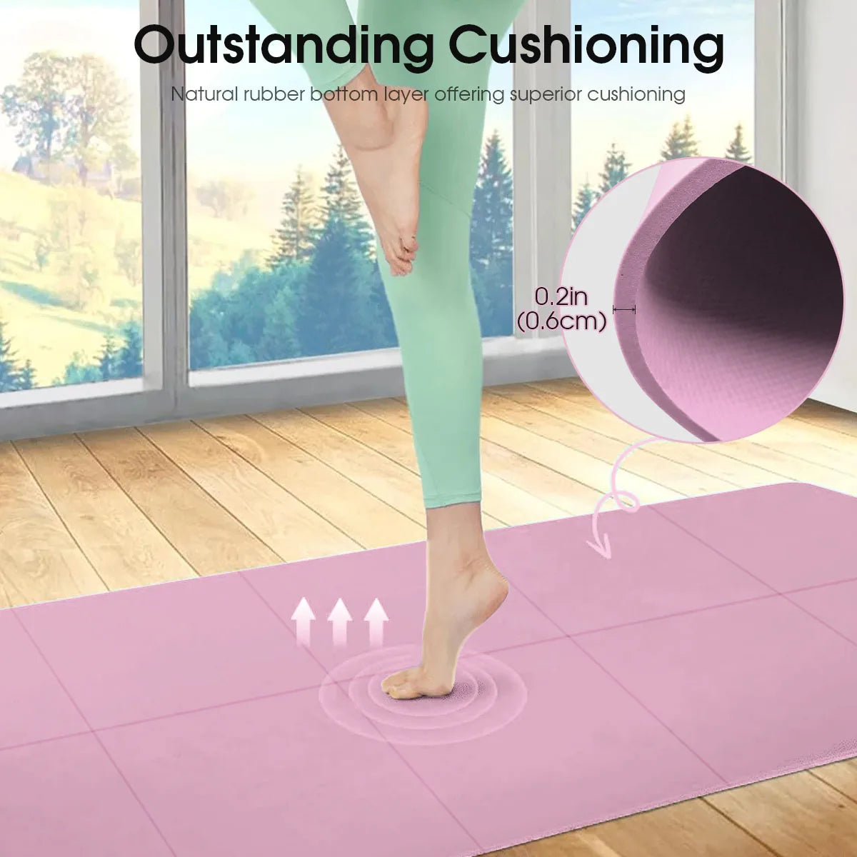 Yoga Mat Pilates Fitness Mat 3/4/6mm Thicknes Non Slip Yoga Cushion Travel Fitness Exercise Pad for Women Home Gym Floor Workout - Smarsty