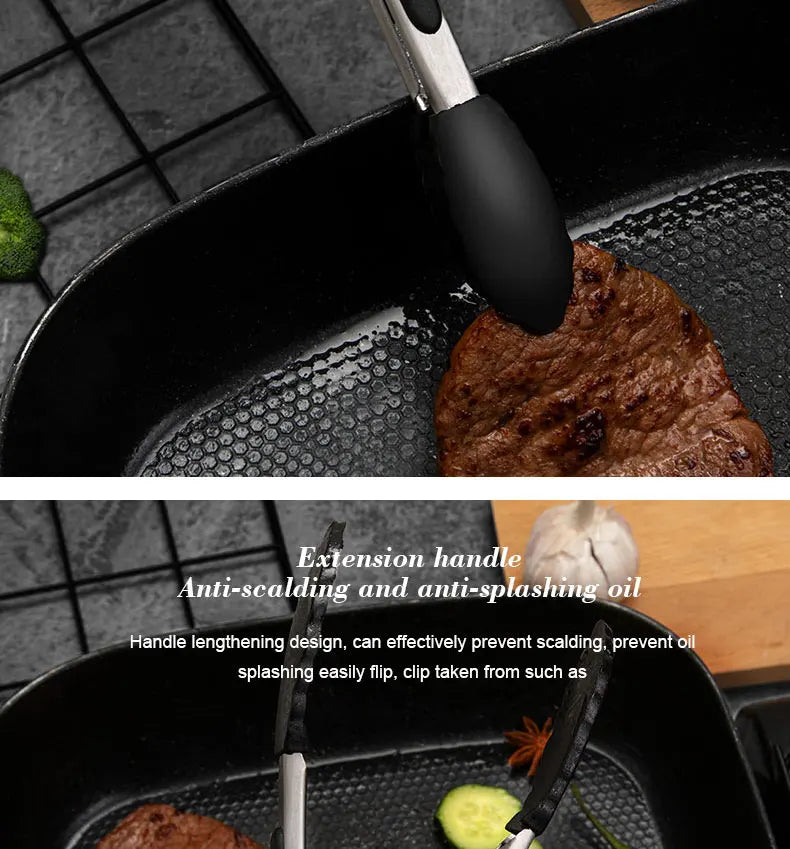 Black Silicone Food Tongs for Easy Cooking and Grilling - Smarsty