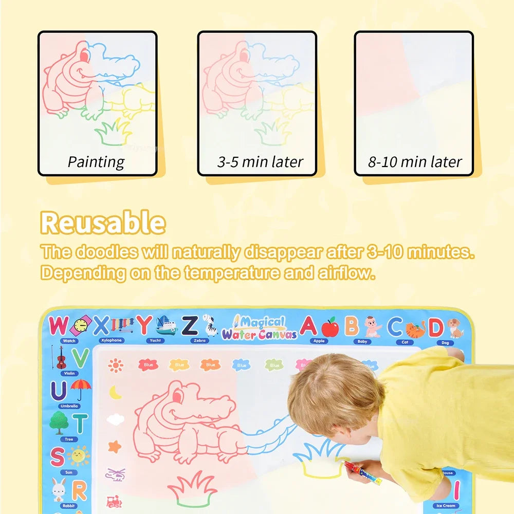 100x80CM Magic Water Drawing Mat with Reusable Magic Pens Doodle Montessori Painting Board Educational Toys Kids Gifts 39X31in by Smarsty