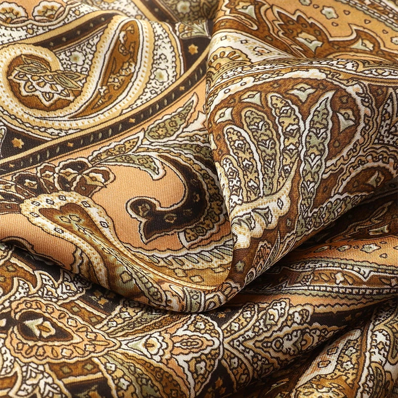 Bohemian Silk Square Scarf for Women Luxury Floral Print - Smarsty