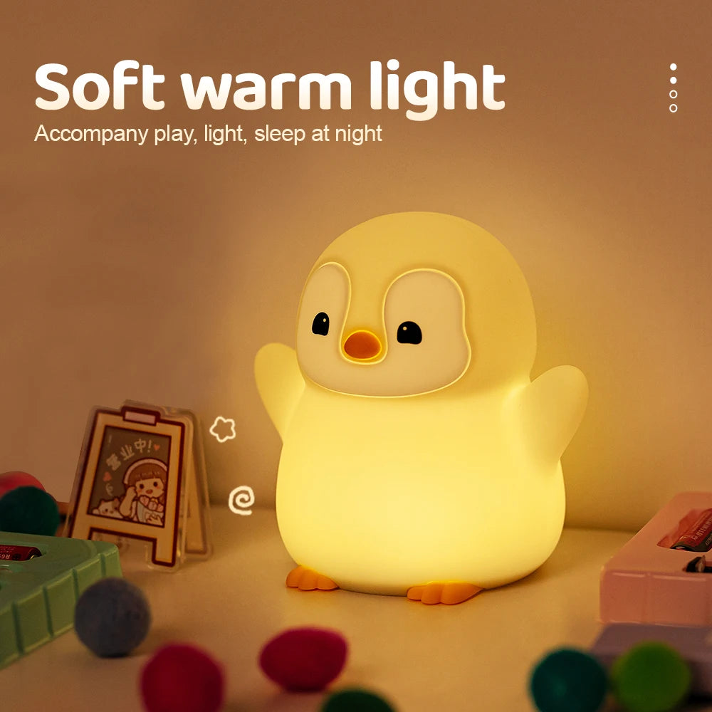 Cute Penguin Night Light Rechargeable Silicone Lamp for Kids - Smarsty