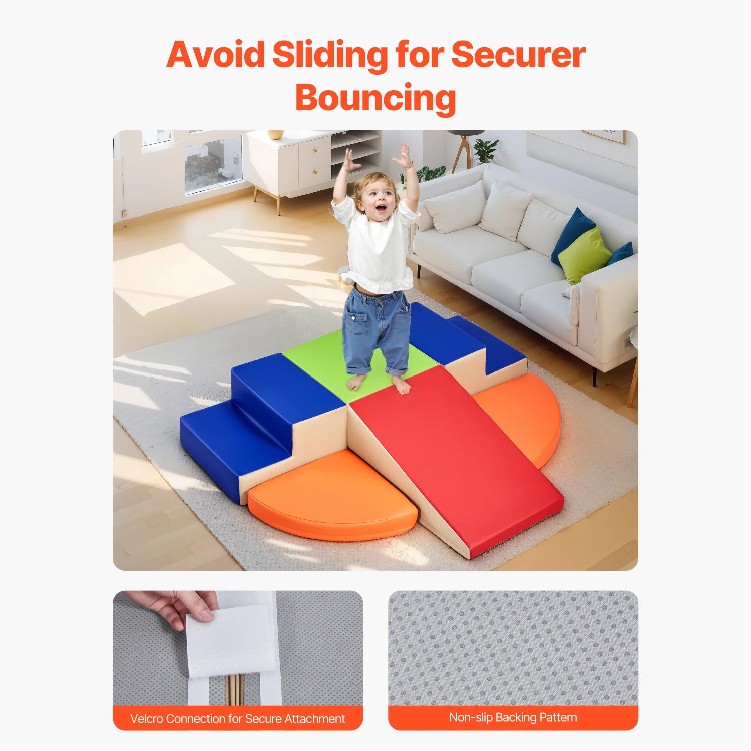 SucceBuy 6Pcs Kids Foam Climbing Toys Activity Playset PU Leather Indoor Crawl Climbing Blocks for Children Crawling & Sliding