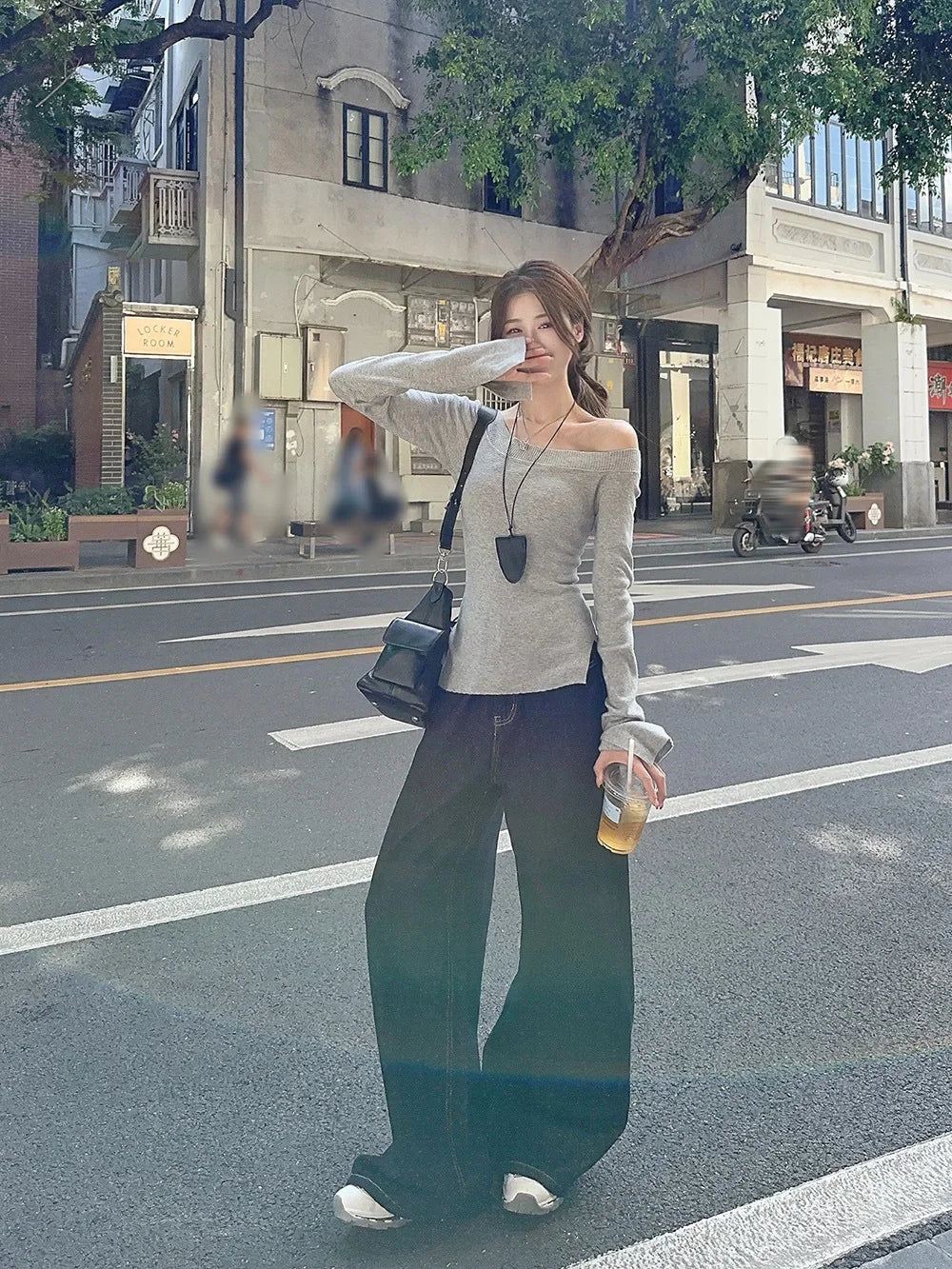 Sexy Pullovers Women Off Shoulder Cropped Knitted Basic Clothes Autumn All-match Side Slit Simple Tender Slim Gentle Seductive - Smarsty