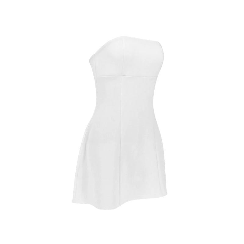 Sexy A-Line Dress Women's Summer New Solid Sexy Sleeveless Off Shoulder Bodycon Dresses Fashion Elegant Club Party Lady Dresses - Smarsty