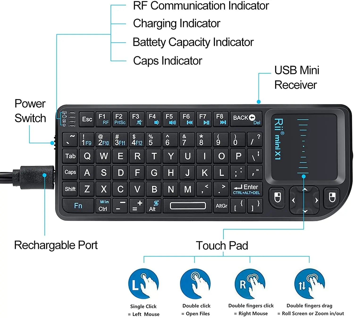 Mini Wireless Keyboard With Touchpad For Android TV Box