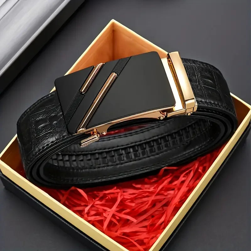 Men Leather Belt Automatic Buckle Luxury Waist Strap - Smarsty