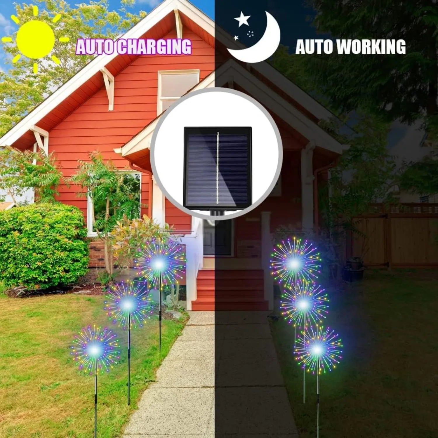 4 Pack Solar Firework String Lights - IP65 Waterproof 8 Modes w/Remote, Outdoor Christmas Decor for Garden/Patio/Party