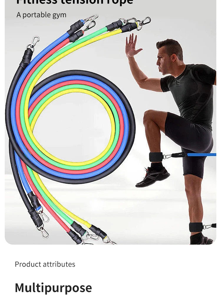 11 Piece Set Of Muscle Training Straps, Multifunctional Fitness Tension Strap, Fitness Tension Training Harness, Elastic Rope