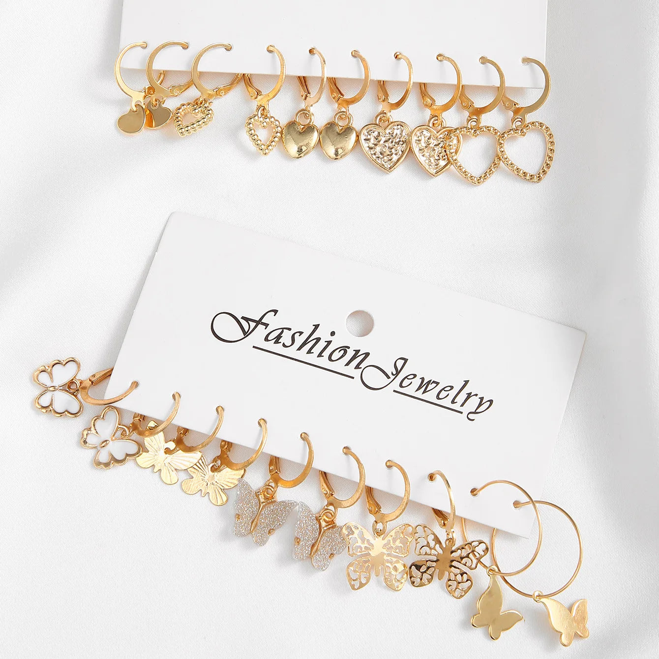 Gold Butterfly Heart Hoop Earrings for Women - Smarsty
