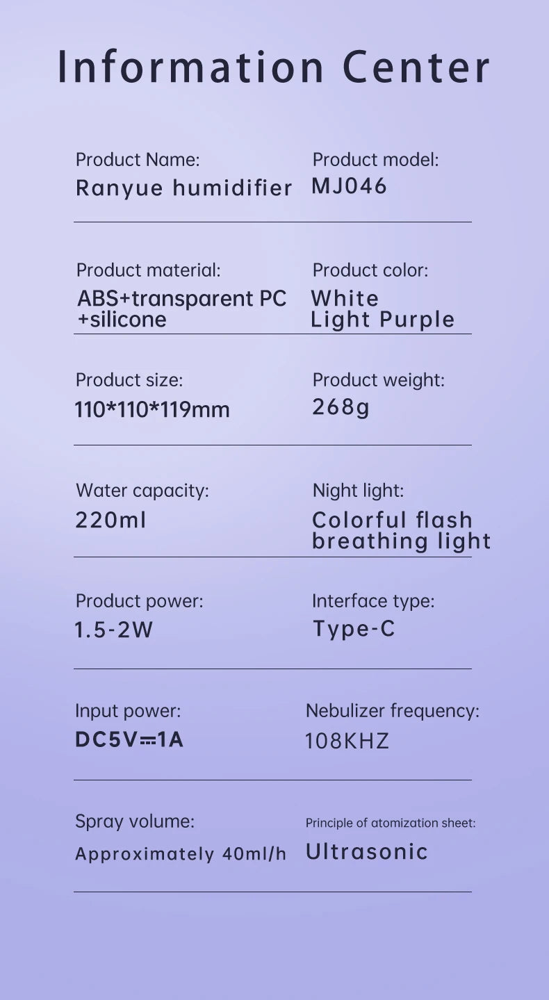 USB Rechargeable Space Capsule Air Humidifier with Colorful Light - Smarsty