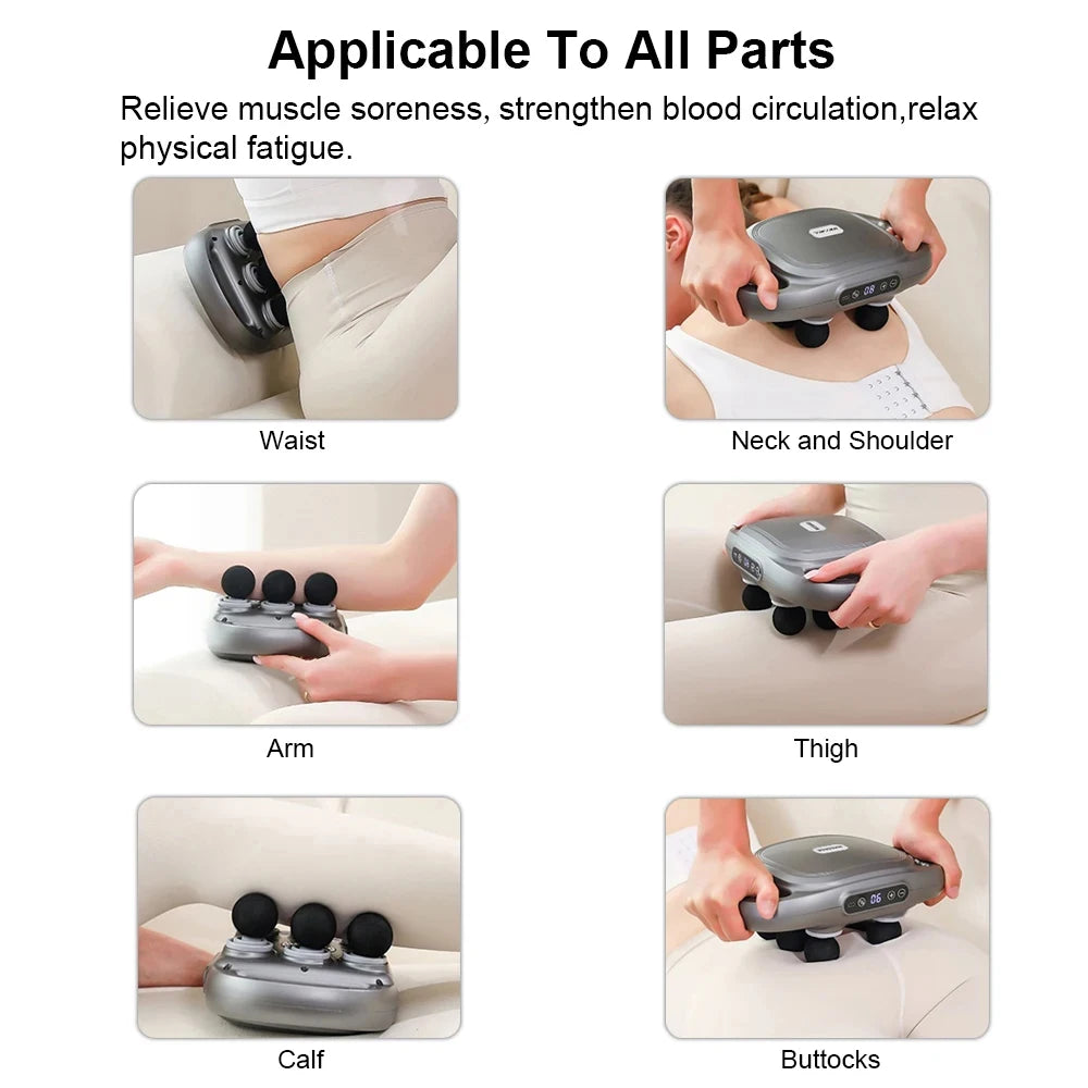 High Frequency Fascia Gun Muscle Massager with Six Heads - Smarsty