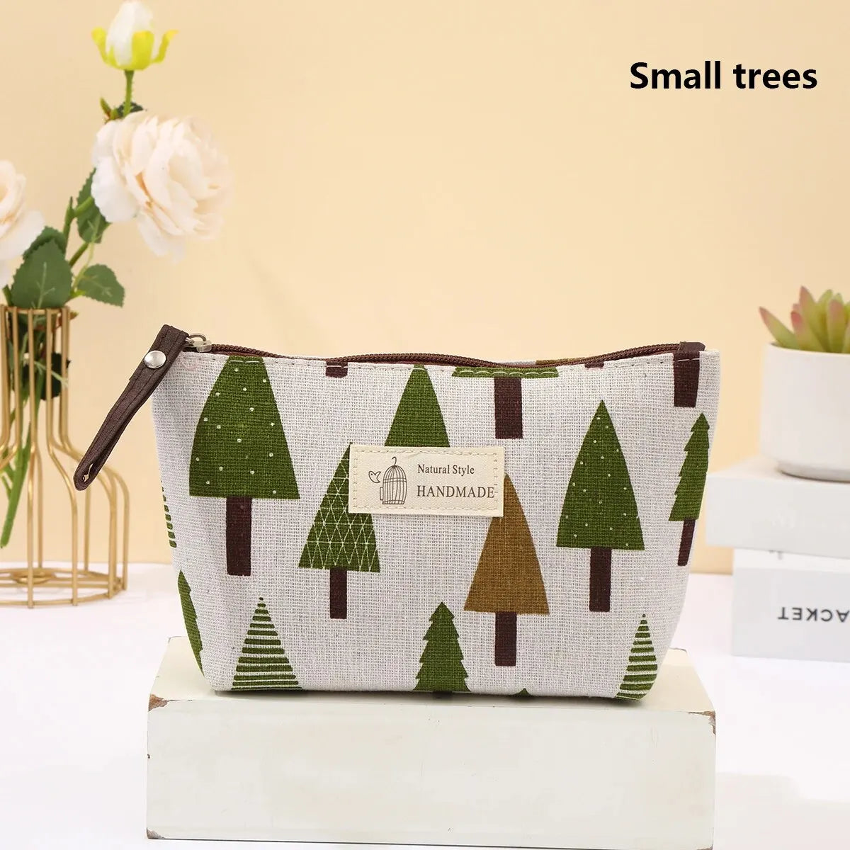 Canvas Cosmetic Bag Zipper Case With Card Holder For Travel - Smarsty