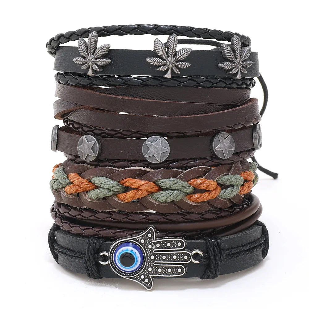 Viking Leather Bracelet For Men Adjustable Skull Design - Smarsty