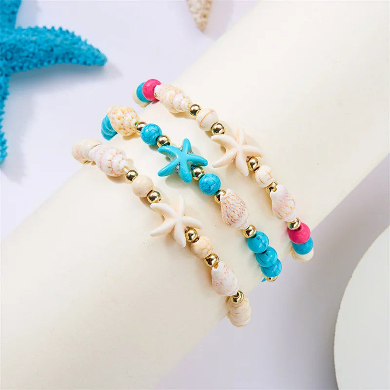 Bohemian Starfish Conch Shell Beads Bracelet for Women - Smarsty