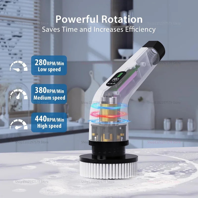 9 in 1 Electric Spin Scrubber Cordless Cleaning Brush Shower Scrubber Adjustable Extension Handle Waterproof For Tub Tile Floor - Smarsty