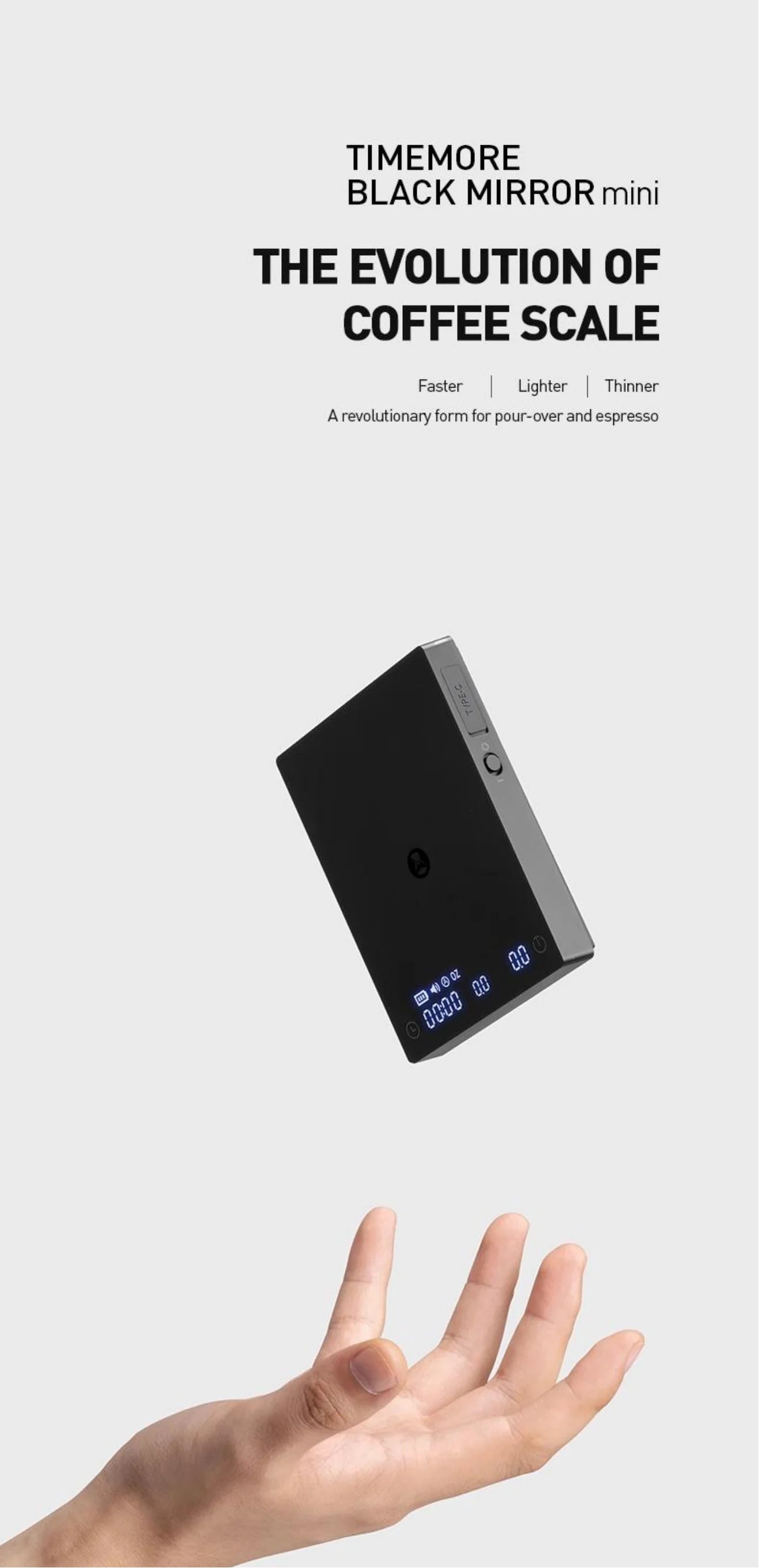 TIMEMORE Store Black Mirror Mini New Espresso Coffee Food Kitchen Scale With Time USB Light Weight Digital Scale by Smarsty