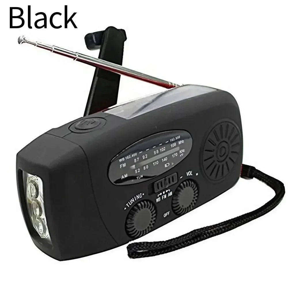 Solar Hand Crank Powered Camping Light With AM/FM Radio Outdoor 2000mAh USB Charging Multifunctional Hand Dynamo LED Flashlight by Smarsty