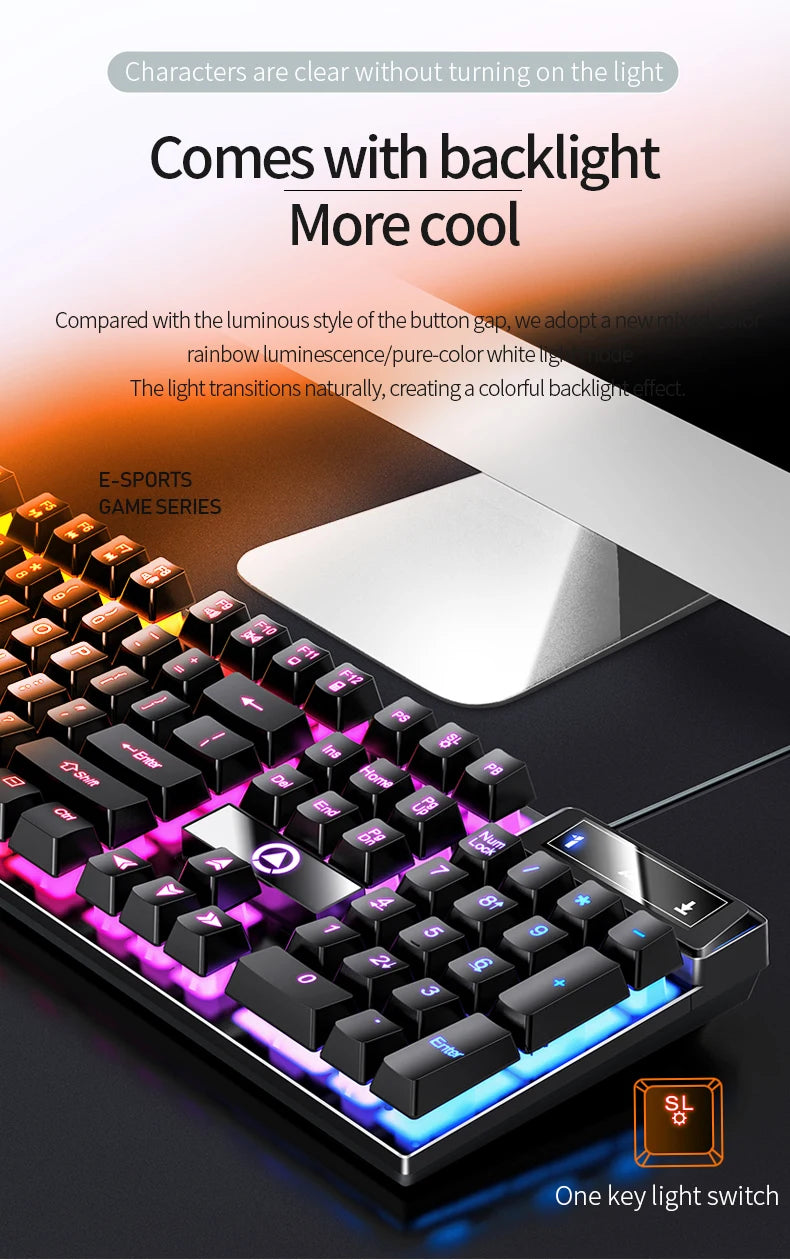 Low Profile Gaming Keyboard With Numpad Wired USB Cable