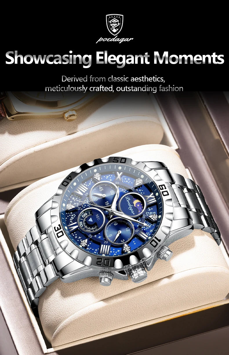 POEDAGAR Luxury Waterproof Quartz Sports Watch for Men - Smarsty