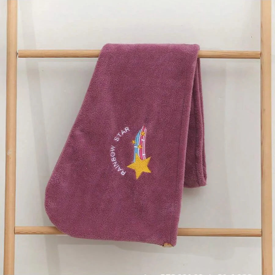 1Pc Embroidery Style Hair Drying Cap, Coral Fleece Thickened Hair Towel for Bathroom, Women's Absorbent Quick Drying Shower Cap, - Smarsty