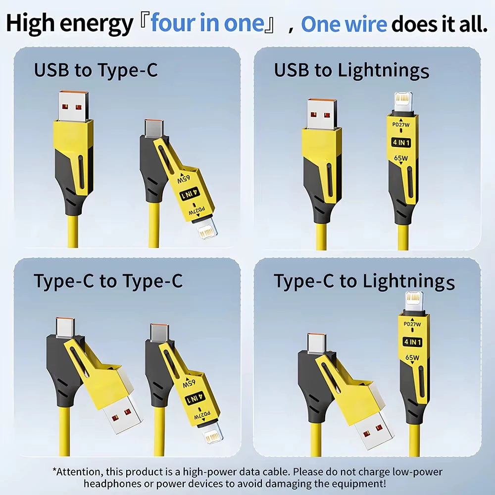 NNBILI 4 in 1 65W Quick Charger Data Cable - Smarsty