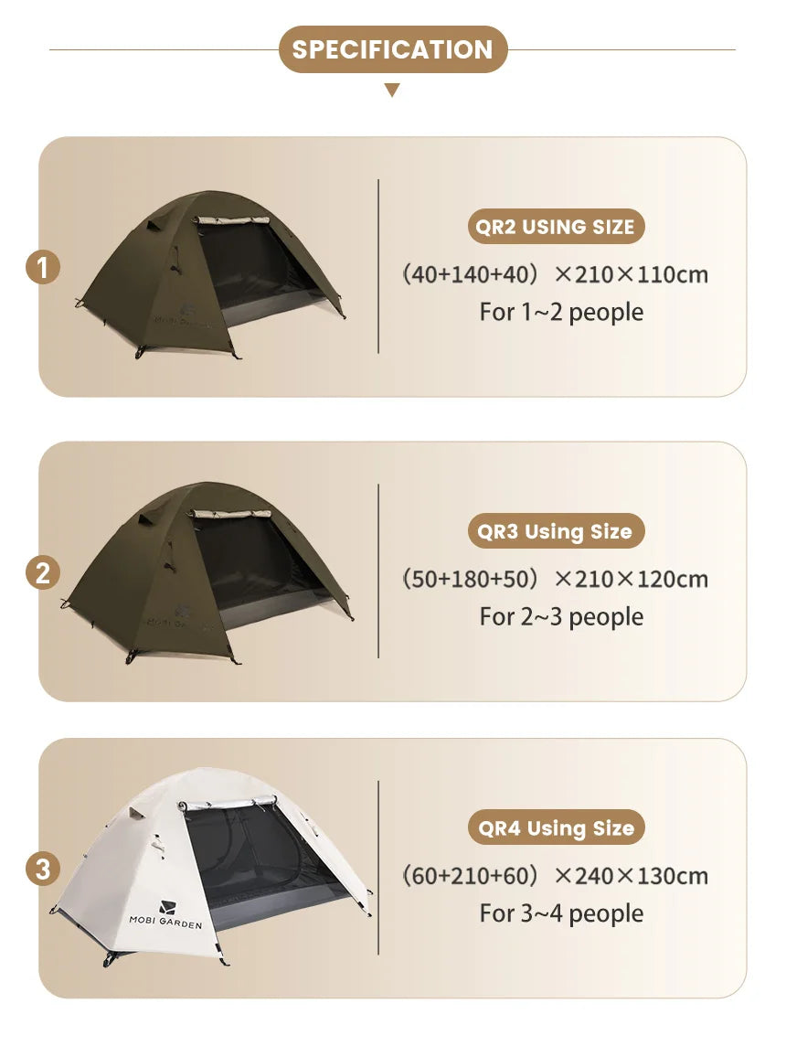 MOBI GARDEN Camping Backpacking Tent Waterproof Rainproof Hiking Silver Coated Sun Protection Easy Set Up by Smarsty