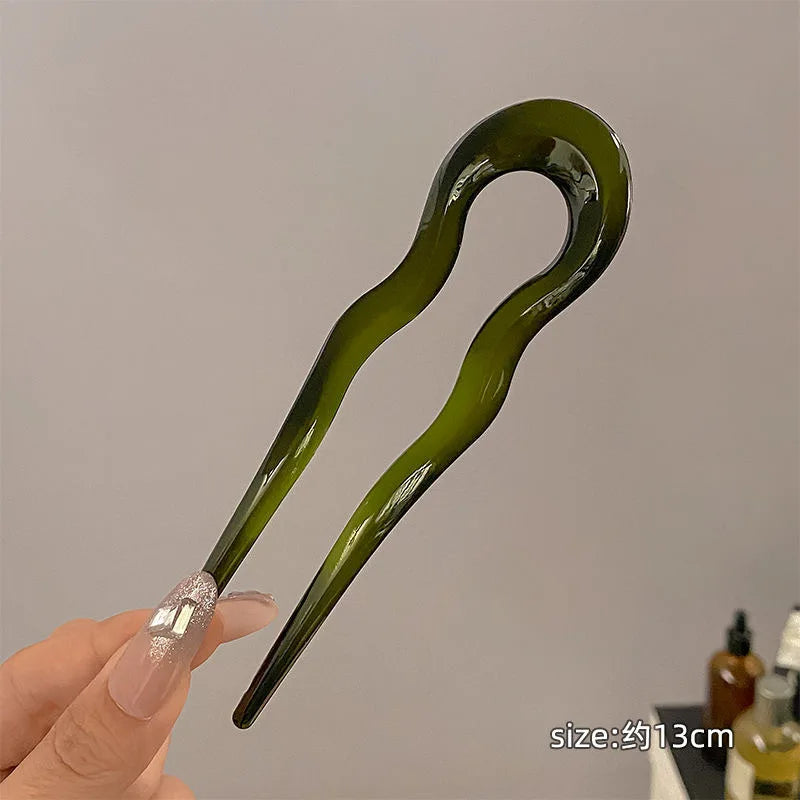 Elegant U-Shaped Hairpin with Mineral Pattern for Women - Smarsty