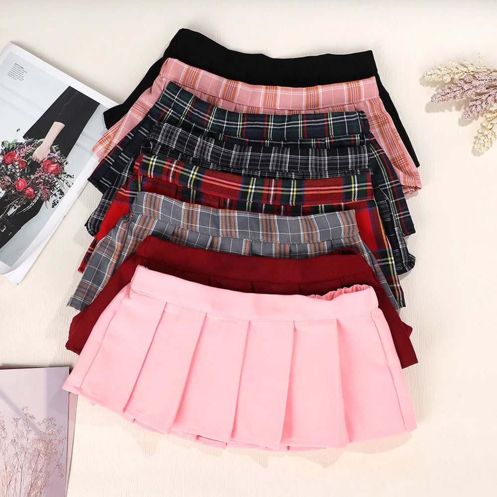 Ultrashort Jk Skirts Plaid Cosplay Costume Skirt Japanese Style Summer Schoolgirl Pleated Skirts Vintage Sexy Clubwear Skirt - Smarsty