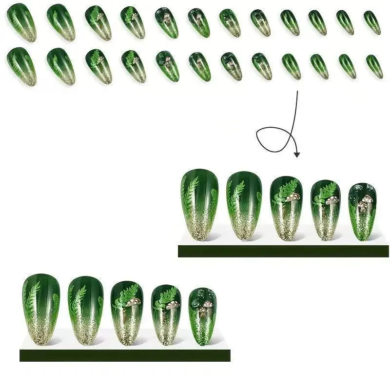 24 Piece Set Medium Long Press On Nails with Floral Design - Smarsty