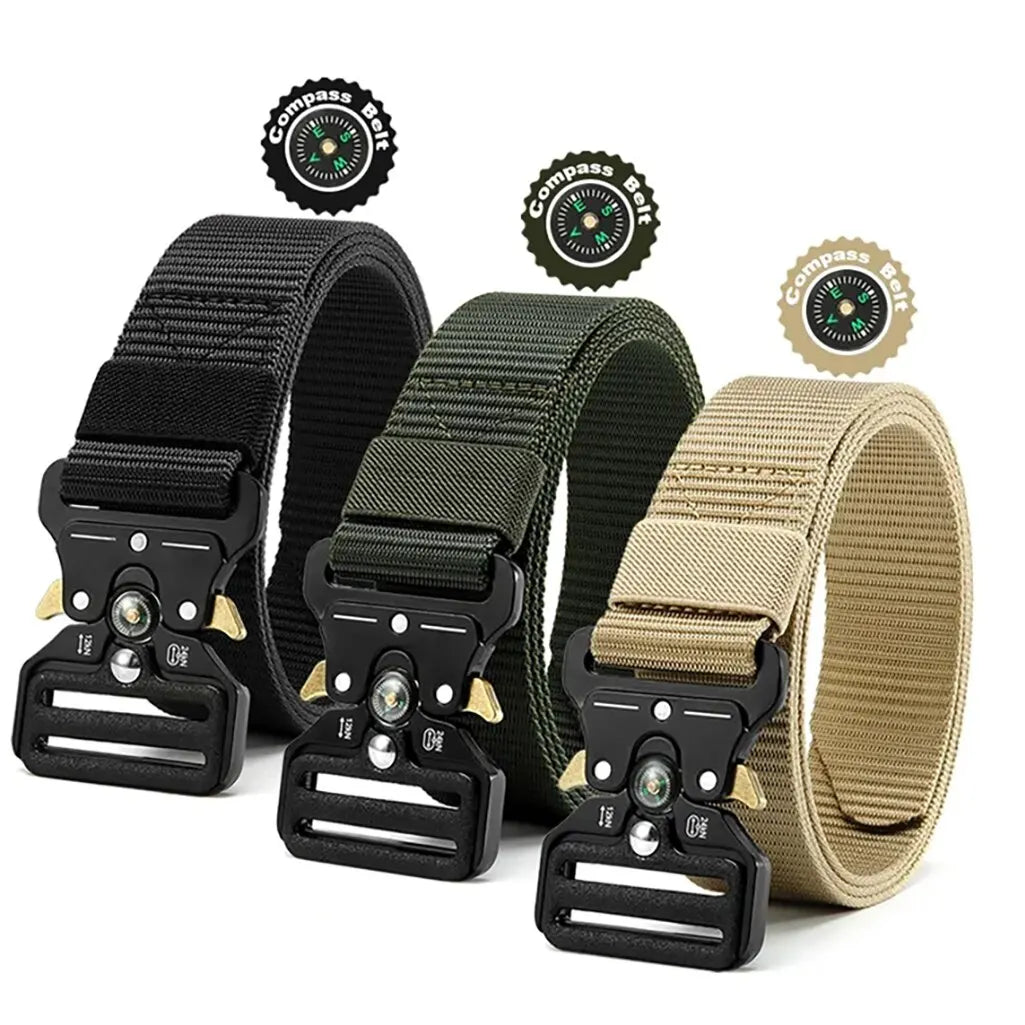 Men's Multi Function Tactical Canvas Belt with Compass - Smarsty
