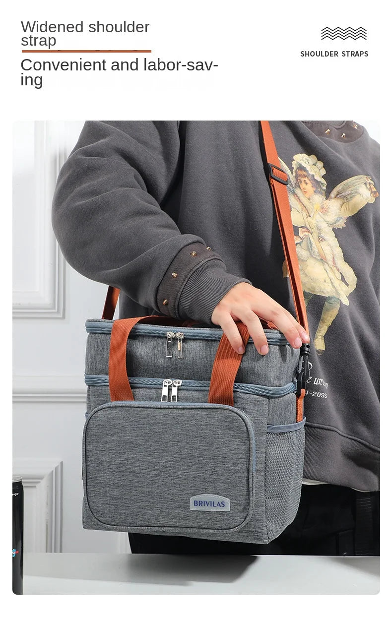 Double Layer Leakproof Lunch Bag Large Capacity Insulation - Smarsty