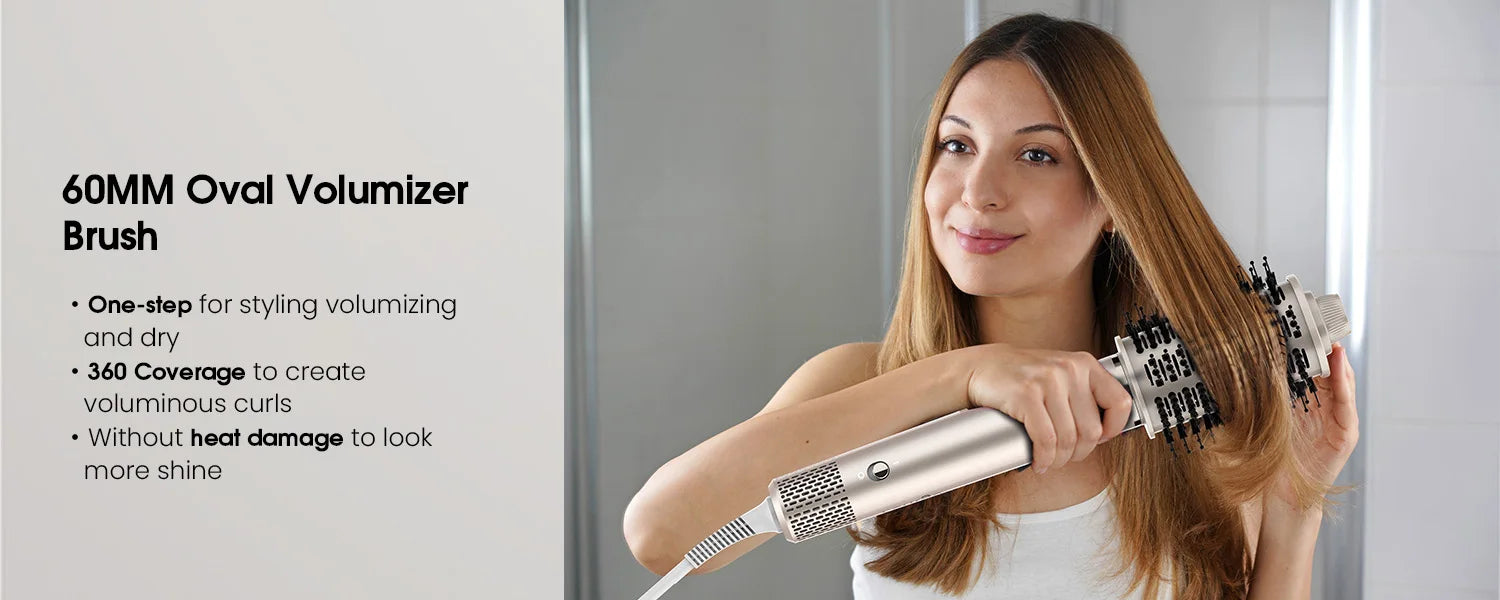 FENTGO Hair Dryer Brush & 5 in 1 Hair Styler, Silver, 110 Volts, 1400 Watts, Ionic Technology, Fast Drying, Multi Styler for Str