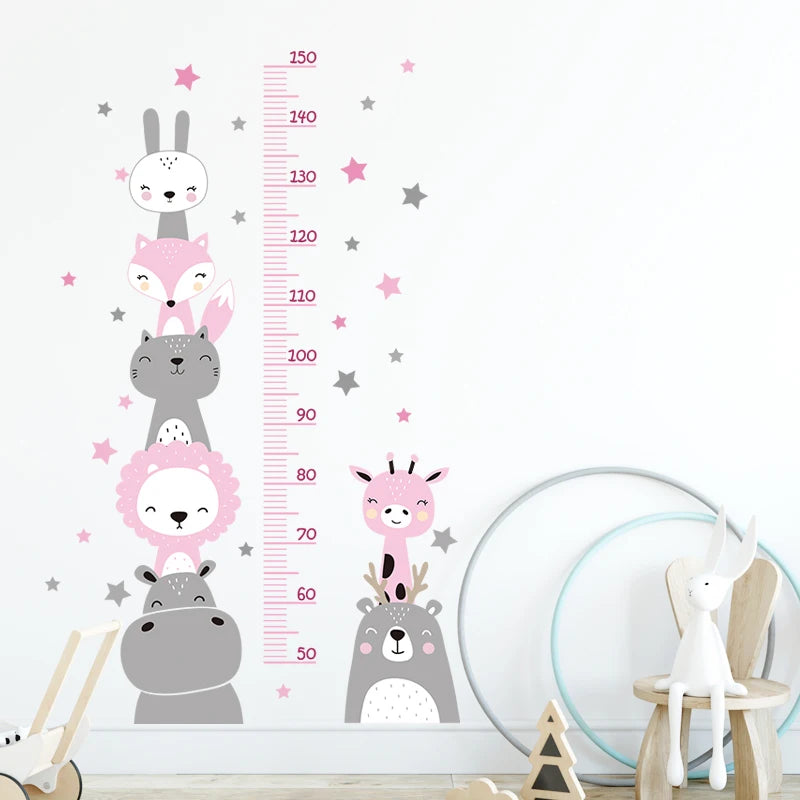 Cartoon Animal Height Ruler Wall Stickers for Kids Room - Smarsty