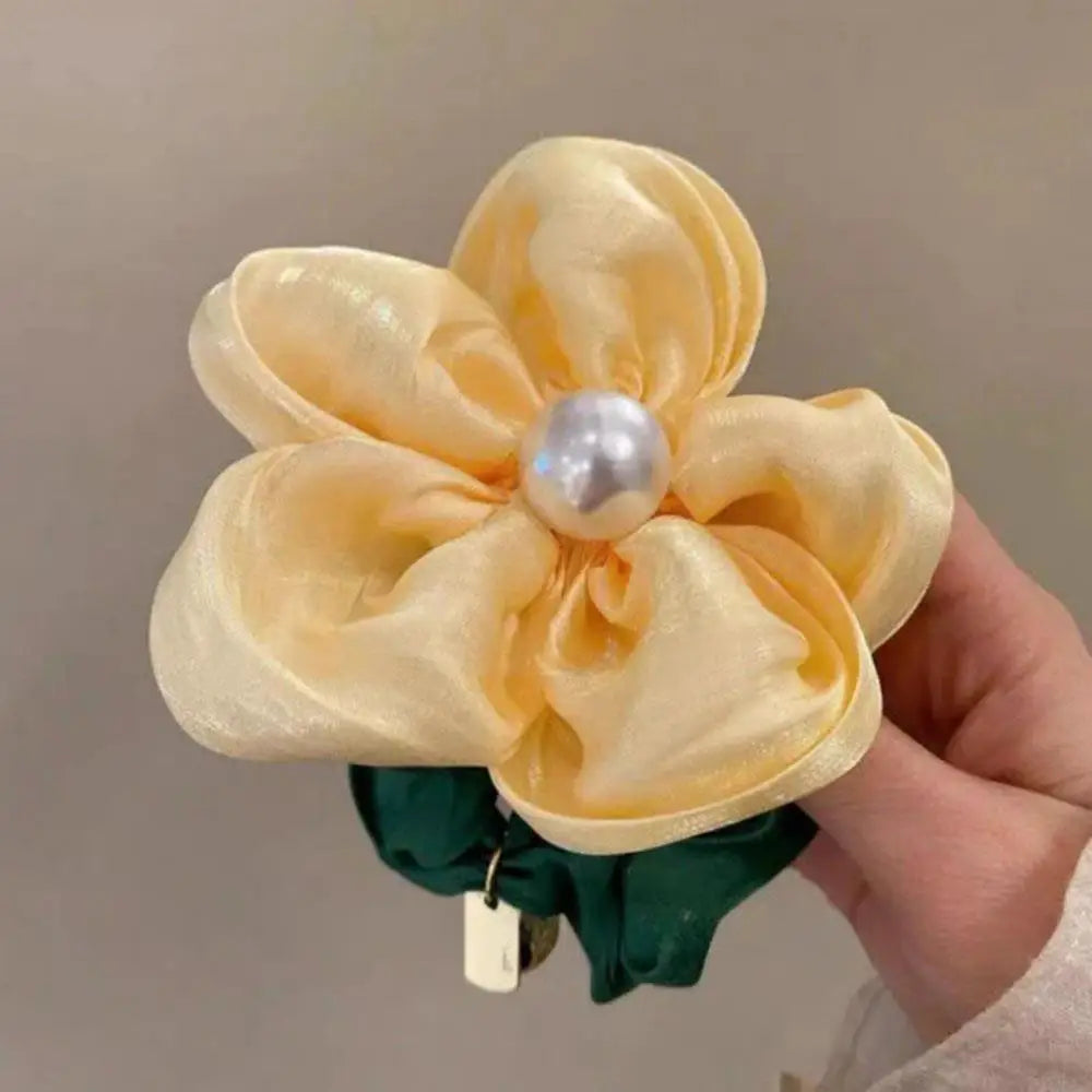 Summer Pearl Flower Scrunchie High Elastic Hair Tie - Smarsty