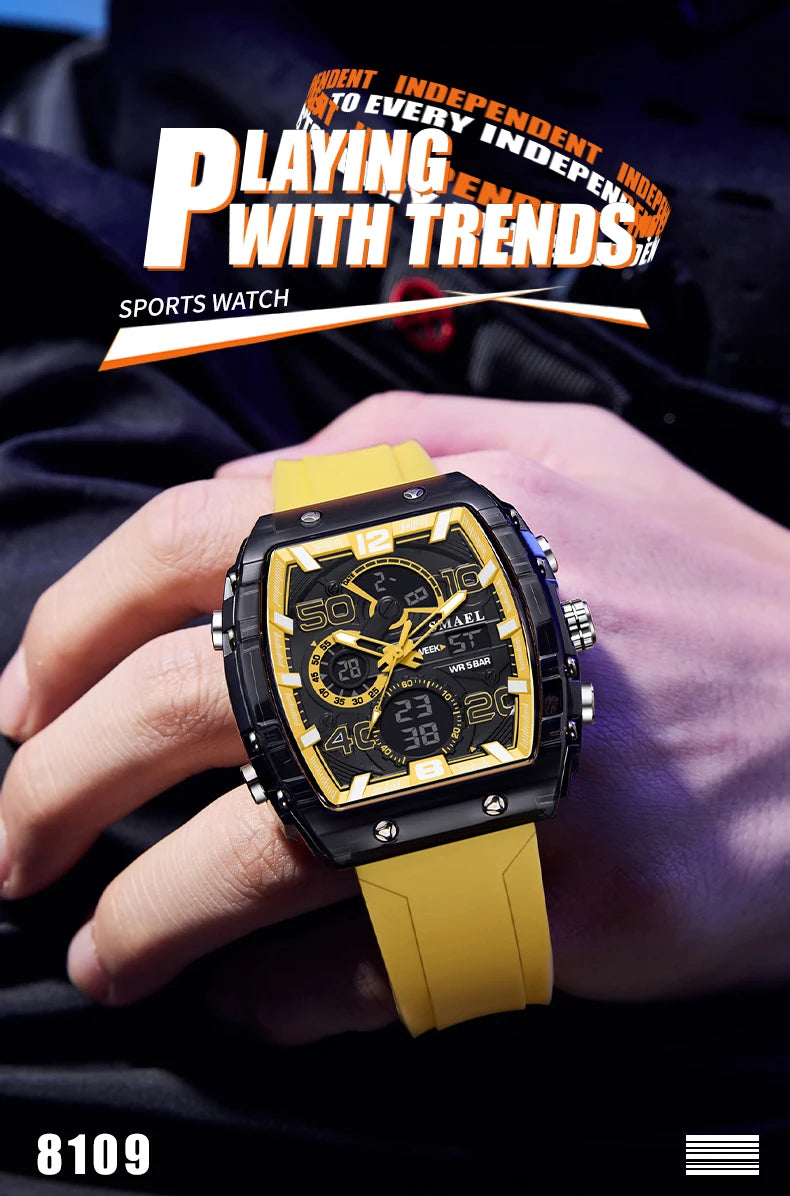SMAEL 8109 Waterproof Luminous Dual Display Watch - Smarsty