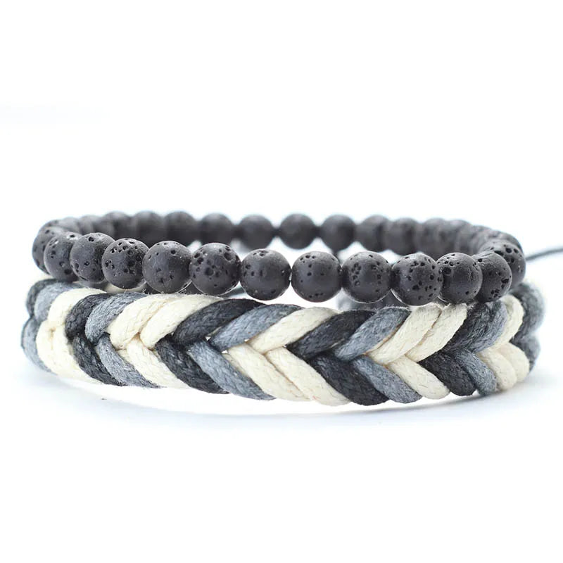 Natural Coconut Husk Wood Bracelet Set for Men - Smarsty