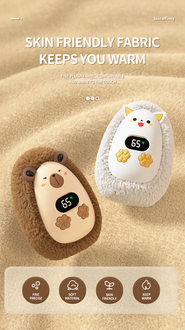 Plush Hand Warmer Winter Mini Portable Three-speed Adjustment Battery Life Long-lasting Smart Temperature Control Hand Warmer - Smarsty