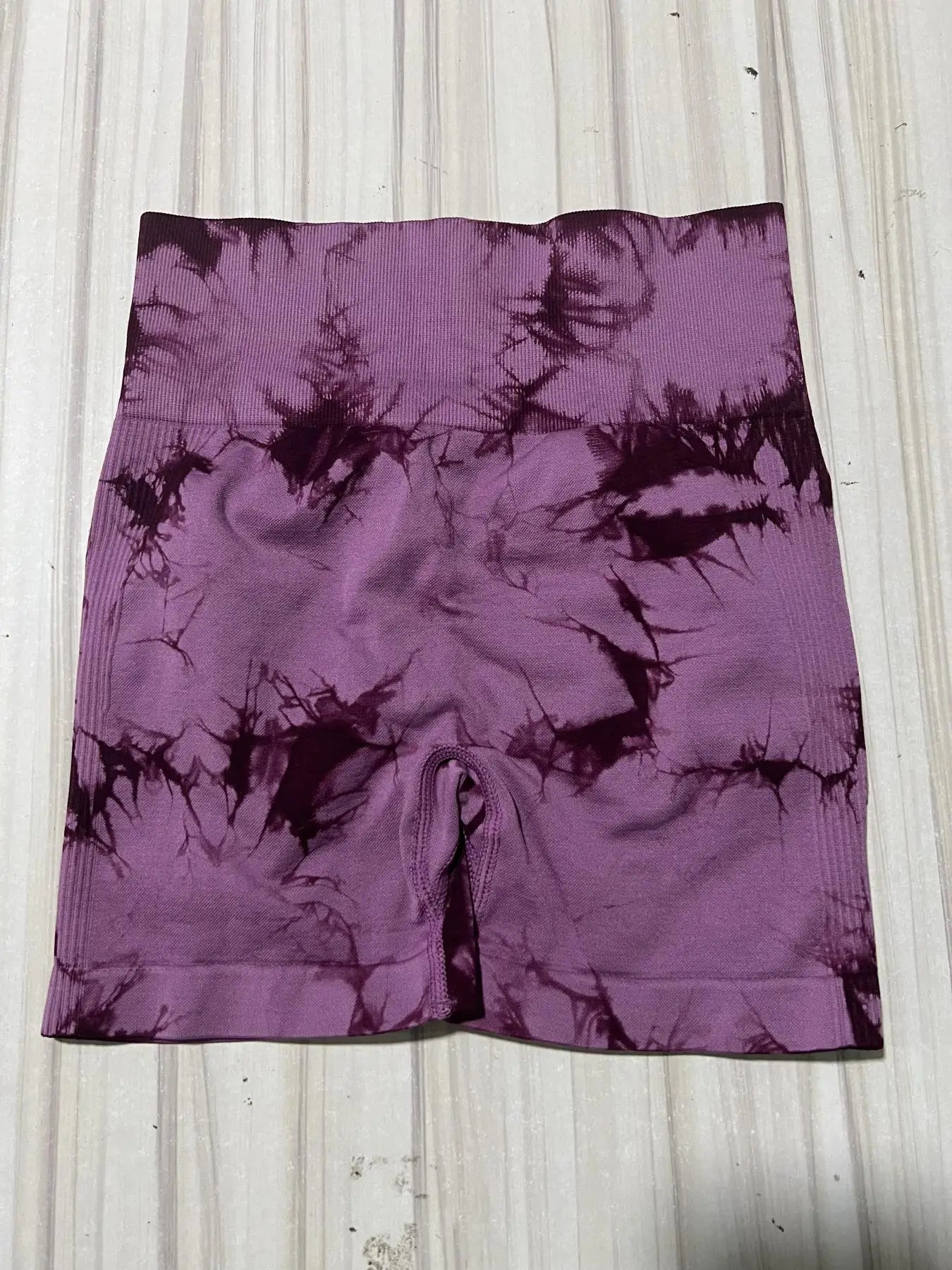Women's Tie Dye Print Ruched High Waist Sports Shorts, Casual Comfy Breathable Seamless Skinny Shorts for Yoga Gym Workout - Smarsty