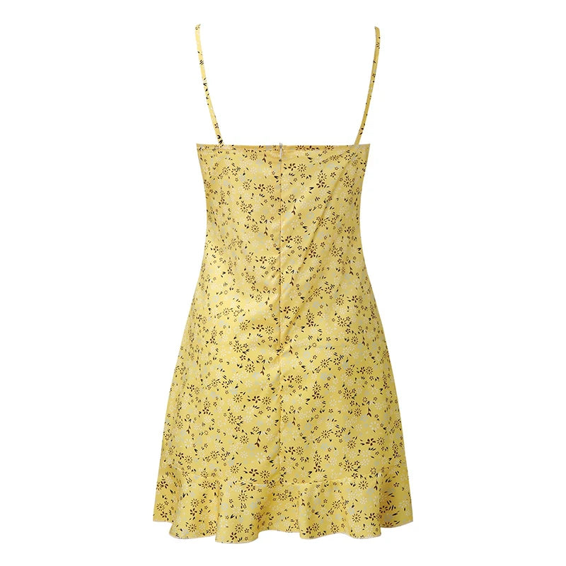 Women's Sexy Casual Home Small Floral Camisole Dress Summer Comfortable Skirt - Smarsty