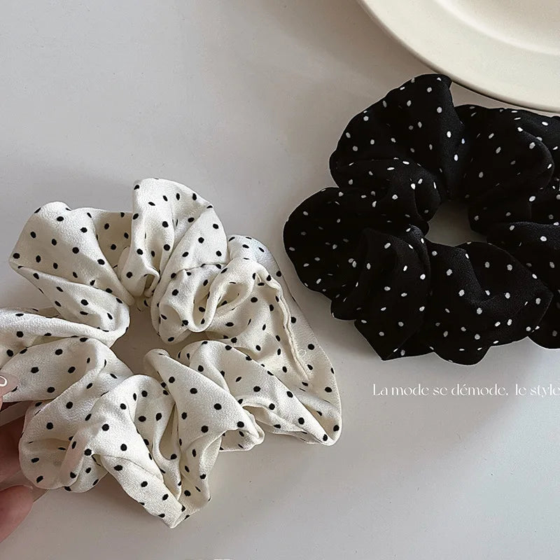Elegant French Dot Scrunchies Soft Elastic Hair Ties - Smarsty