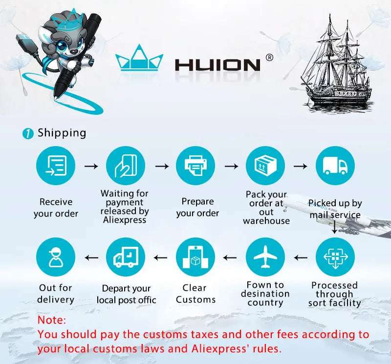 HUION Inspiroy H1060P Graphics Drawing Tablet with 8192 Pressure Sensitivity Battery-Free Stylus and 12 Customized Hot Keys, 10