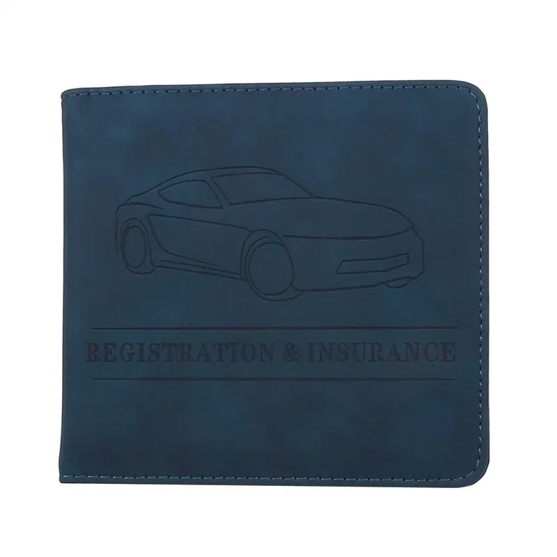 Car Registration Driver's License and Insurance Card Holder - Leather Vehicle Glove Box Automobile Documents Paperwork Organizer