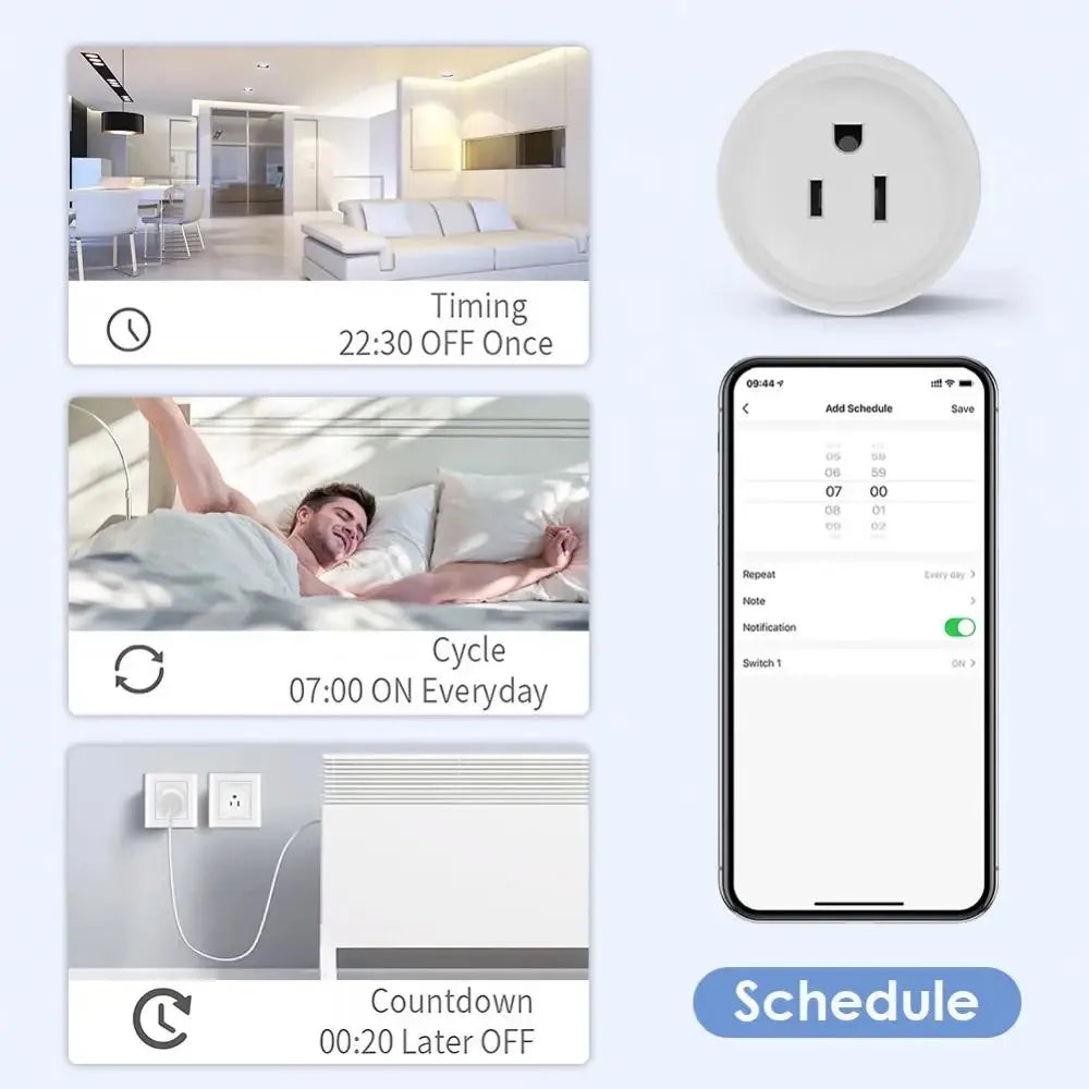 Tuya Smart Wifi Plug US Standard Wireless Outlet 10A Remote Control Smart Home Appliances Work With Alexa Google Home - Smarsty