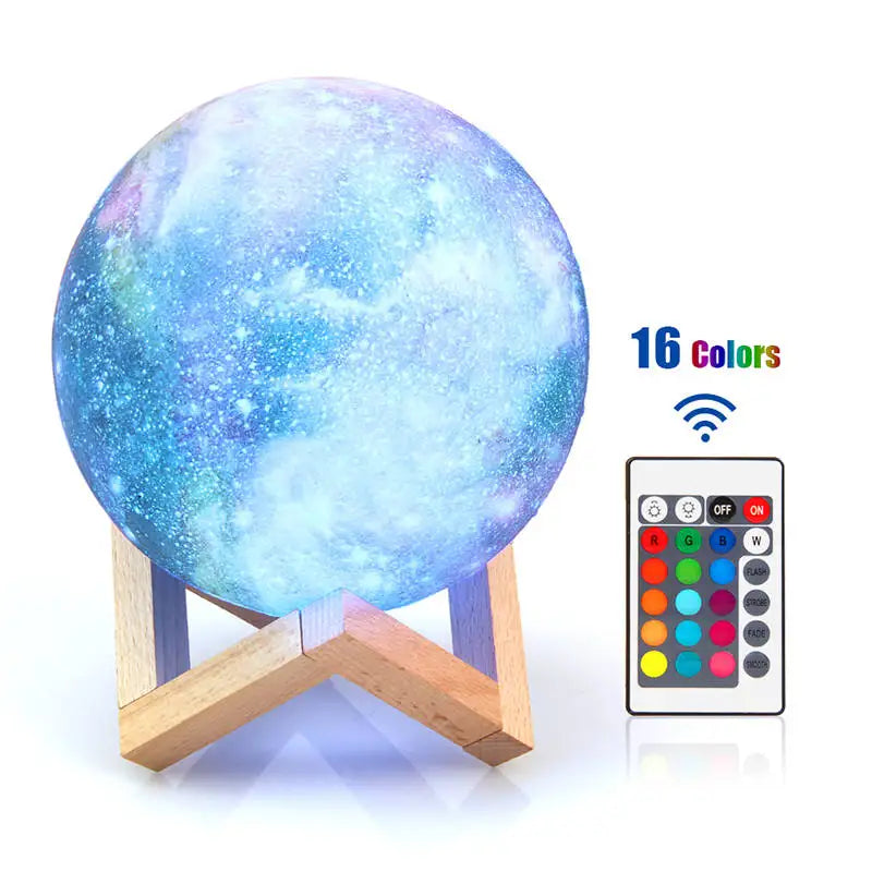 3D Printed Moon Lamp with Remote 16 Colors LED Night Light - Smarsty