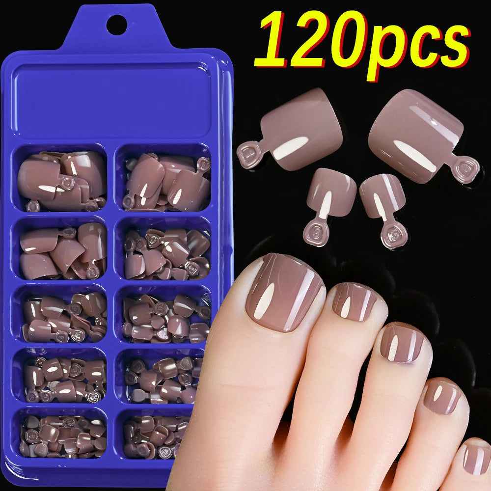 120 Pieces Pink Square Toe Nail Tips Full Cover Extensions - Smarsty
