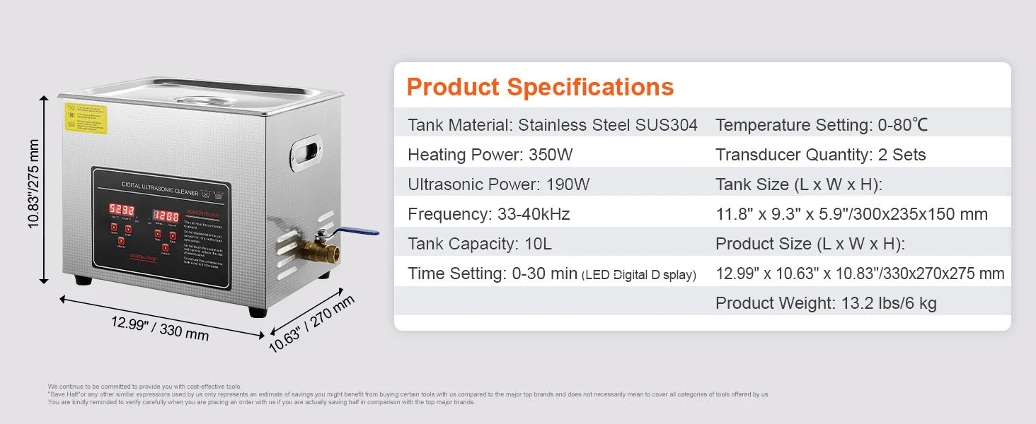 SucceBuy 2L 3L 6L 10L 22L 30L Ultrasonic Cleaner Stainless Steel Portable Cleaning Washing Machine Ultrasound Home Appliance - Smarsty