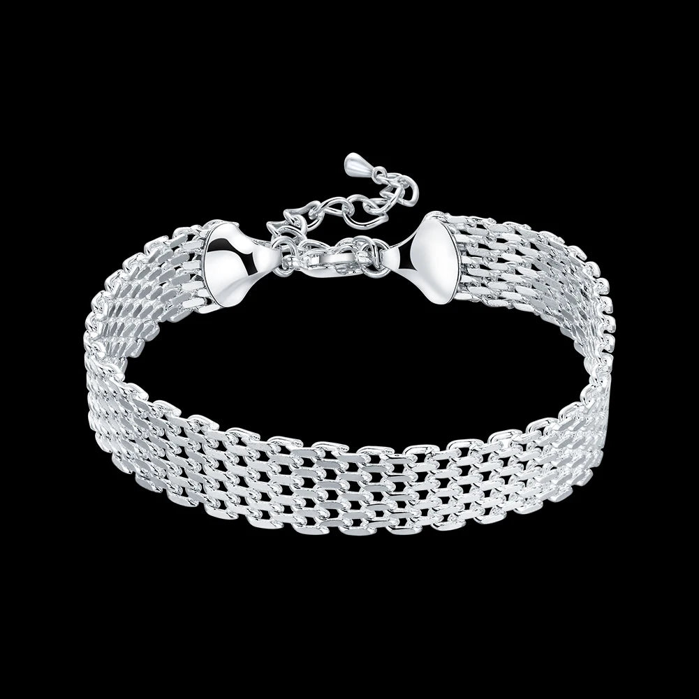 Sterling Silver Square Chain Bracelet Unisex Gift - Smarsty