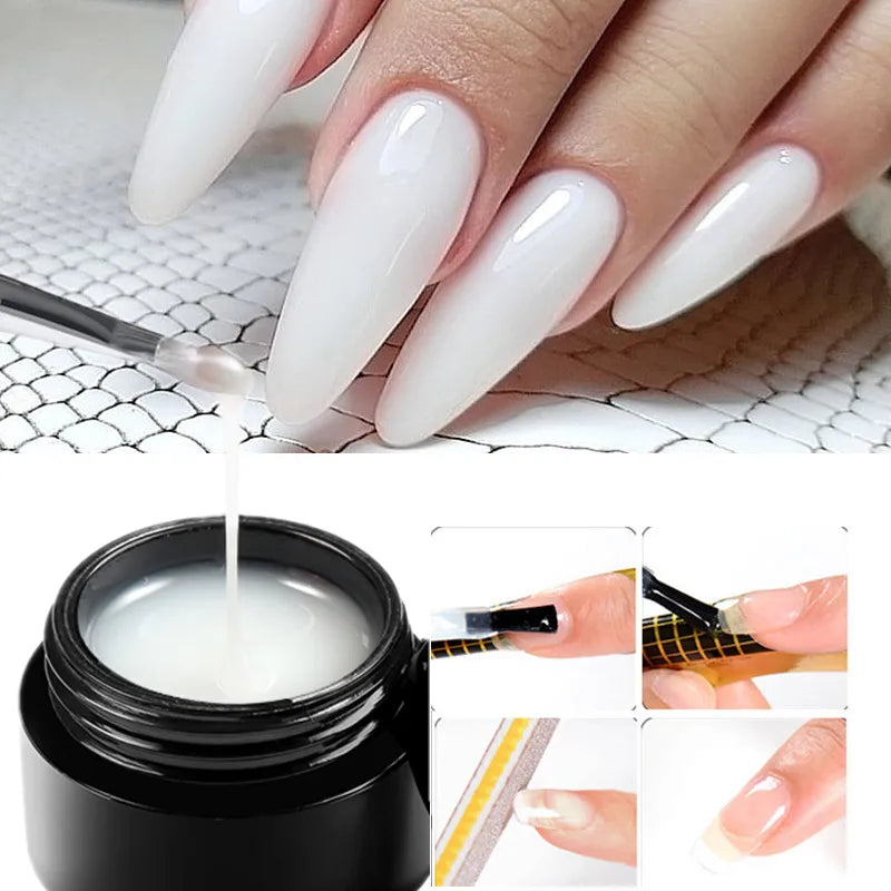 Milk White Quick Extension Gel Nail Polish 8ml Long Lasting Shine - Smarsty