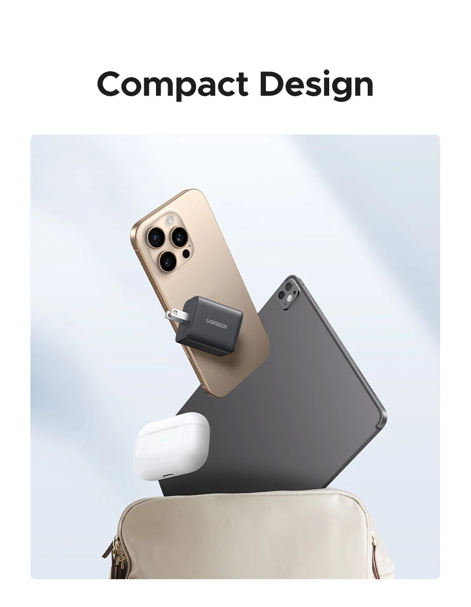 【US Plug】UGREEN 20W 30W GaN Charger Mini PD 3.0 USB C Phone Charger For iPhone 16 15 14 Pro Samsung S25 Xiaomi Tablet iPad Air