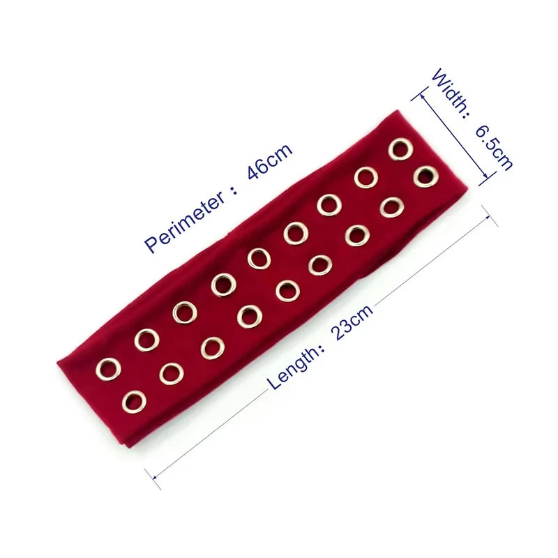 Punk Grunge Wide Elastic Headband Stretchy Metal Look - Smarsty